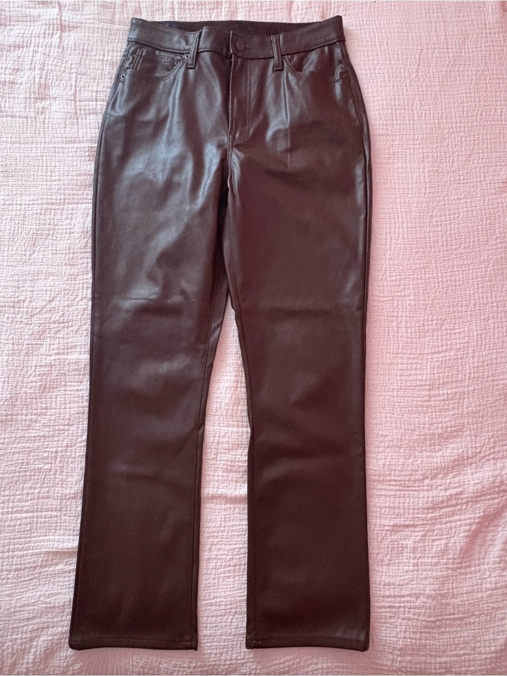 GAP Faux Leather Straight-Leg Pants in Deep Brown